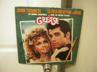 Olivia Newton John Signed Lp Grease 1978 Travolta 2 Cast Members
