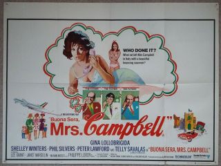 Buona Sera,  Mrs.  Campbell 1968 Uk Quad Cinema Poster Gina Lollobrigida
