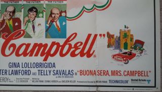 BUONA SERA,  MRS.  CAMPBELL 1968 UK Quad Cinema Poster GINA LOLLOBRIGIDA 2