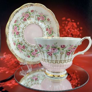 Royal Albert Green Park Series Pink Bone China Teacup & Saucer England Tea Bx3