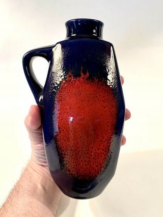 Vintage Gerz & Sohne West German Ceramic 3001 Blue & Red Fat Lava Mcm