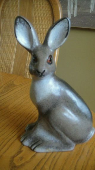 Thomas Hellstrom Nittsjo Sweden Pottery Rabbit Bunny Impressed Marks 8 - 1/2 " Tall