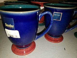 Denby Harlequin Cup Coffee Mug Blue Green Red Set Of 6 2