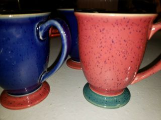 Denby Harlequin Cup Coffee Mug Blue Green Red Set Of 6 3