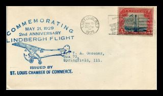 Dr Jim Stamps Us 2nd Anniversary Lindbergh Flight St Louis Air Mail Cover 1929