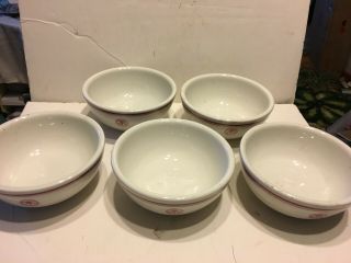 Vintage Set Of 5 United States Army Medical Department Sterling China Soup Bowls