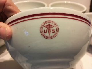 Vintage Set of 5 United States Army Medical Department Sterling China Soup Bowls 2