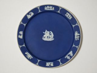 Antique Wedgwood Cobalt Blue Dip Jasperware 10 " Plate / Round Tray Mid - 1800 