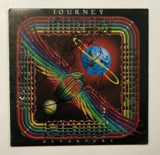 Journey Lp " Departure " Signed By Steve Perry,  Neal Schon,  Steve Smith,  R.  Valory