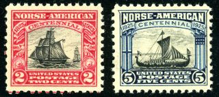 Us Scott 620 & 621 Norse American Centennial 2¢ & 5¢ (1925) Mnh