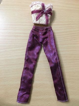 Barbie My Scene Kennedy Goes Hollywood Outfit Lace Burgundy Top Sparkle Pants