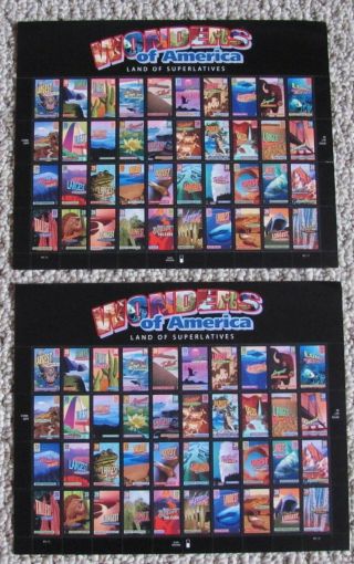Stamps Usps “wonders Of America” Land Of Superlatives Excellent/fine 1 Sheet 40