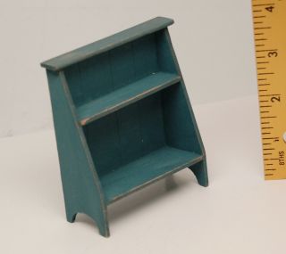 Primitive Blue Bucket Bench By Sir Thomas Thumb,  Signed,  3 1/2 " Tall 3 1/4 " Wide