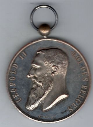 1899 Belgian Award Medal For Royal Equestrian Society,  King Leopold Ii Obv.
