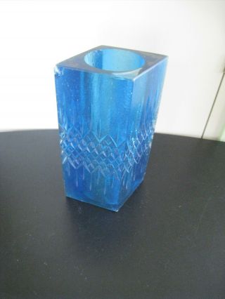 TWO Vintage Mid Century Modern Resin Candle Vases By SASCHA BRASTOFF BLUE 2