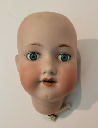 Armand Marseille Bisque Socket Neck Doll Head 390 A 6 1/2 M Blue Glass Eyes Vgc
