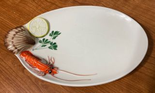 One Italian Lobster Oval Plate Hand Made In Italy Ceramic Seafood Plate 5903
