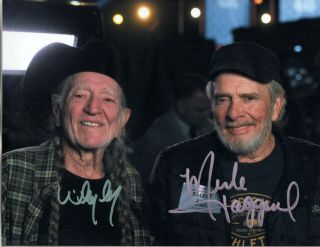 Willie Nelson Merle Haggard - =2= - Legends - Both Hand Signed Autographed Photo