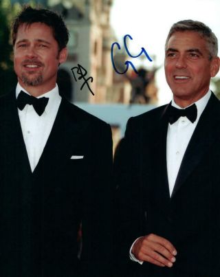 Brad Pitt George Clooney Signed 8x10 Picture Autographed Photo With
