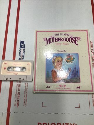 1986 The Talking Mother Goose " Cinderella " Book & Cassette Worlds Of Wonder