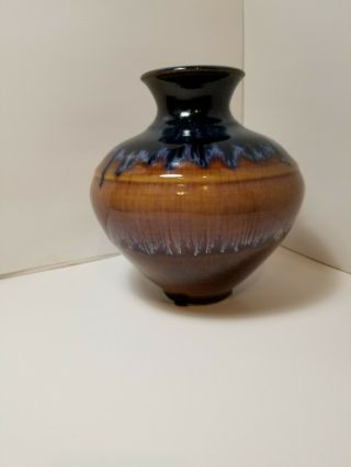 Stunning Drip Glaze Bill Campbell Studio Art Pottery Bulbous Vase 10 3/4 " Tall