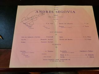 Andres Segovia Signed Program 1953 Autograph 2