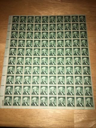 1954 1 Cent Liberty Issue Full Sheet Of 100 Scott 1031,  Nh,