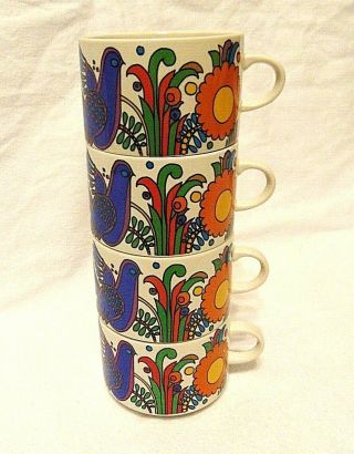 4 Villeroy And Boch Acapulco Squat Coffee Mugs Milano Oversized Stackable Cups