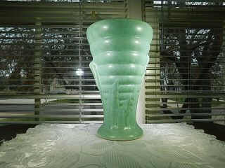 Ringed Matte Green 628 Eames Art Pottery Vase 8 1/4 "