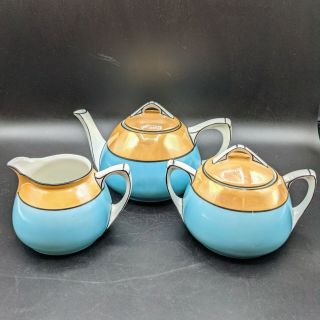 Vtg Art Deco Porcelain Rs Germany Teapot Creamer Sugar Bowl Lusterware China