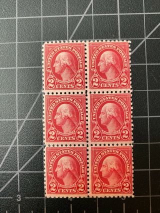 George Washington 2 Cent Stamp Sc 583 1924 Block Of 6