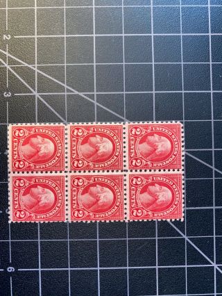 George Washington 2 Cent Stamp Sc 583 1924 block of 6 3