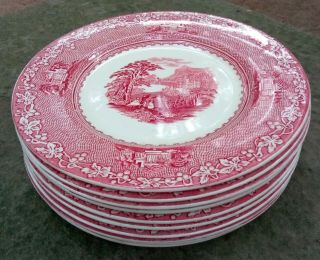 Set Of 11: Jenny Lind 1795 Royal Staffordshire Pottery England: Red 8 " Plates