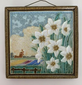 Delft Ceramic Tile Daffodile Fields Porceleyne Fles Arts & Crafts Cloisonne