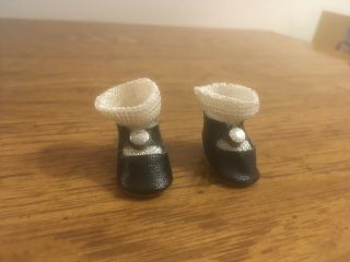 Vintage Vogue Ginny Doll Black Shoes,  Center Snap And White Socks 1950 