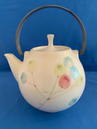 Vernon Kilns Vernonware Lollipop Tree Tea Pot W Notched Lid Mid Century Modern