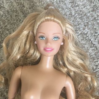 Vtg 90’s Barbie Doll Articulated Jointed Arms Legs Curly Blonde Hair Blue Eyes
