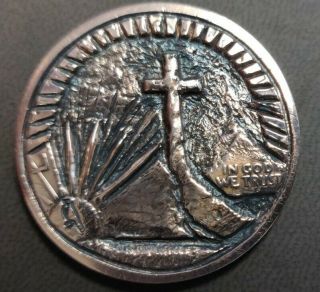 Hand Carved Coin.  Cross On A Copper 1oz Coin.  Hobo