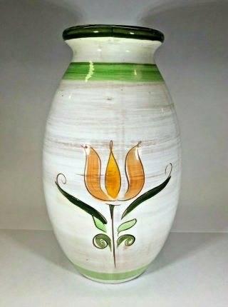 Stangl Pottery " Terra Rose Tulip " Large Vase Yellow Tulip 11 1/2 Inches Nj Usa