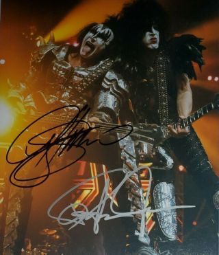 Gene Simmons & Paul Stanley 2x Hand Signed 8x10 Photo W/holo Kiss