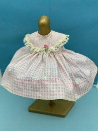 8” Ginnette Pink Gingham Dress Matches Ginny Jill Vogue 1955 Vintage Baby Doll