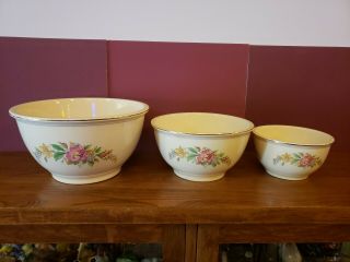 Vintage Kitchen Kraft Oven Serve Floral Pattern Ceramic Serving Bowls Set Of 3