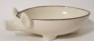 Napastyle Ceramica Figural Pig Serving Dish/bowl Off - White/brown 11 " X 8.  5 " X 3 "