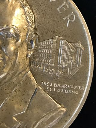 Vintage 1/2 Pound Brass Cooper Token 1972 J Edgar Hoover FBI Director Medal 2
