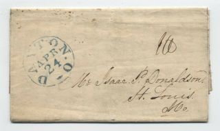 1847 Dayton Ohio Blue Cds Stampless Folded Letter [5251.  139]