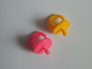 Htf Mattel Kelly Tommy Doll Replacement Pacifiers Yellow Pink Binkies