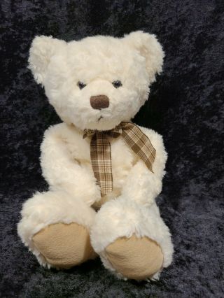 Russ Berrie Caswell Teddy Bear Plush 13 " Cream Color Stuffed Animal