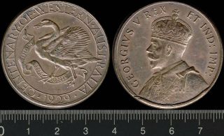 Australia: 1929 Centenary Of Western Australia King George V Medal,  100 Years Wa