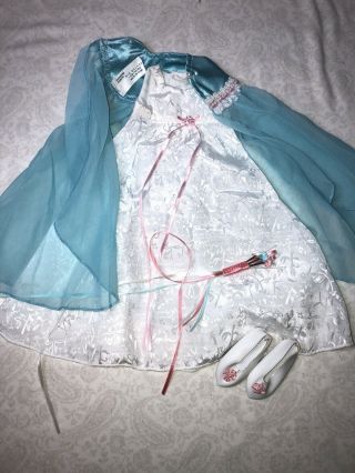 18” Slim Doll Clothing For Magic Attic Kid Galaxy White Gown & Blue Cape A7