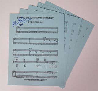 Alan Parsons Alan Parsons Project Signed Autograph " Eye In The Sky " Sheet Music